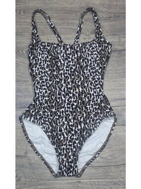 Michael Kors Animal Leopard Print One Piece Swimsuit Women's Size 14